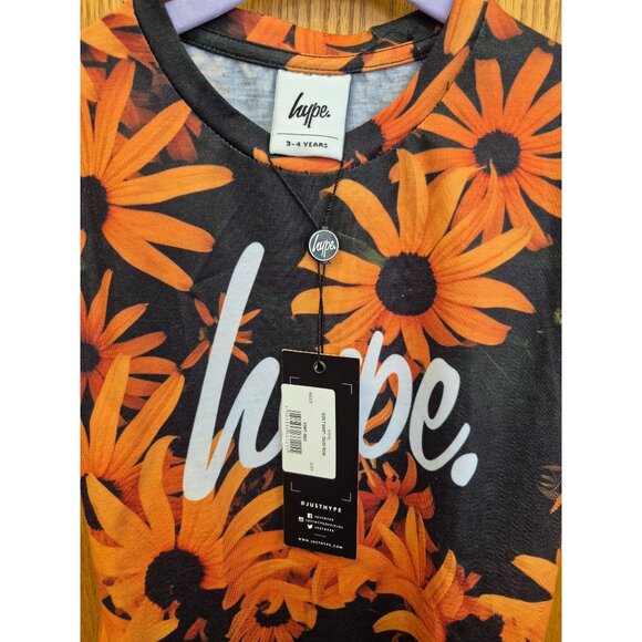 Hype. Black & Orange Floral‎ T-Shirt 3-4Y Graphic Tee For Kids - Picture 3 of 4
